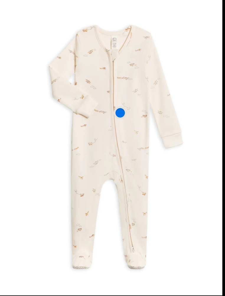 Organic Baby Peyton Footed Sleeper-Airplane Mist