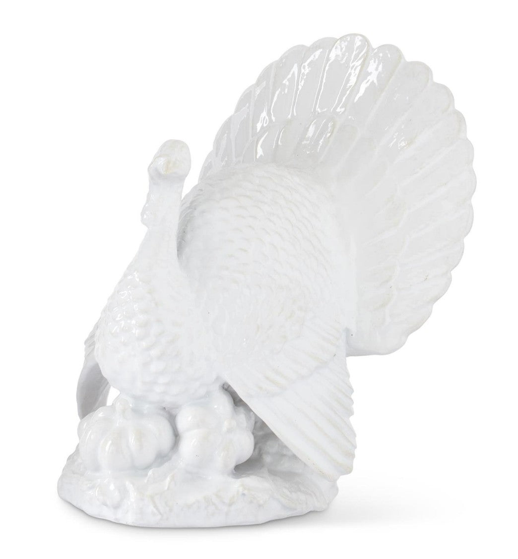 Glossy White Resin Turkey