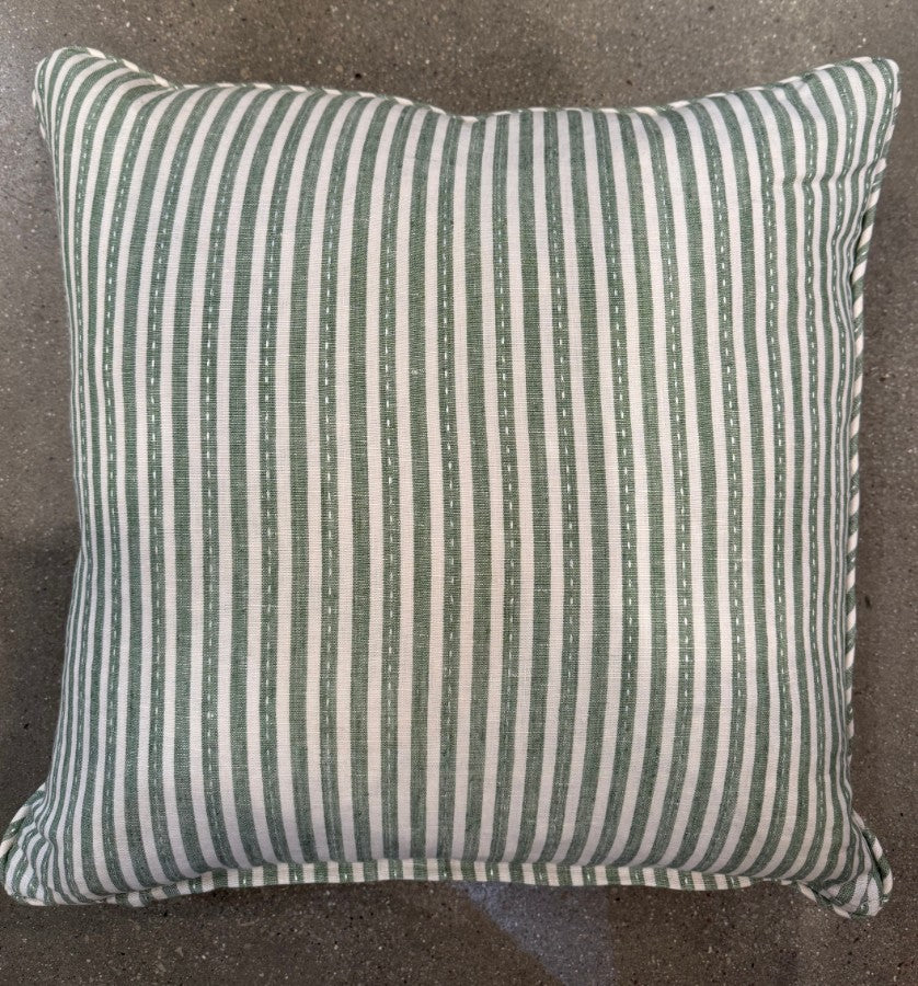 Green Stripe Pillow with Self Welt 20" x 20"
