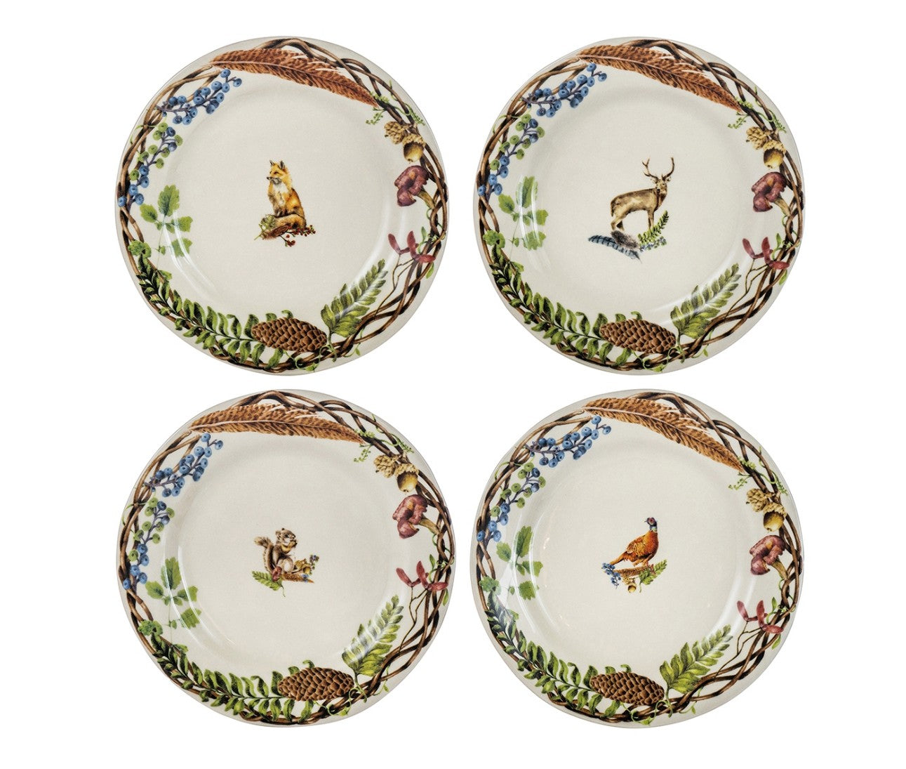 Forest Walk Dessert/Salad Plate Assorted Set 4