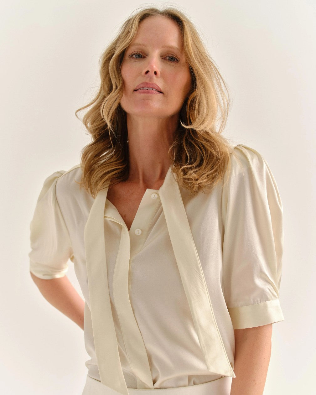 Peggy Short Sleeve Blouse Ivory