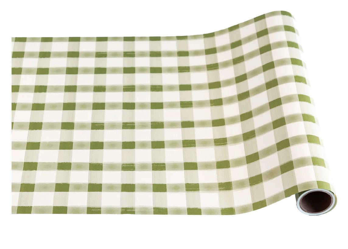 Moss Painted Check Runner