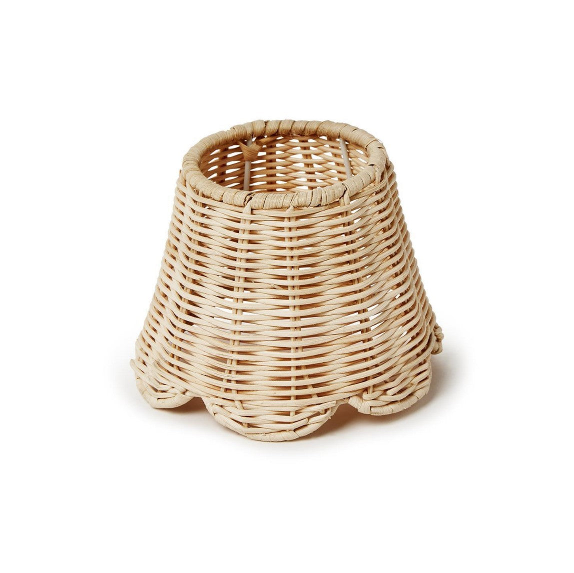 Rattan Lampshade with Scalloped Edge