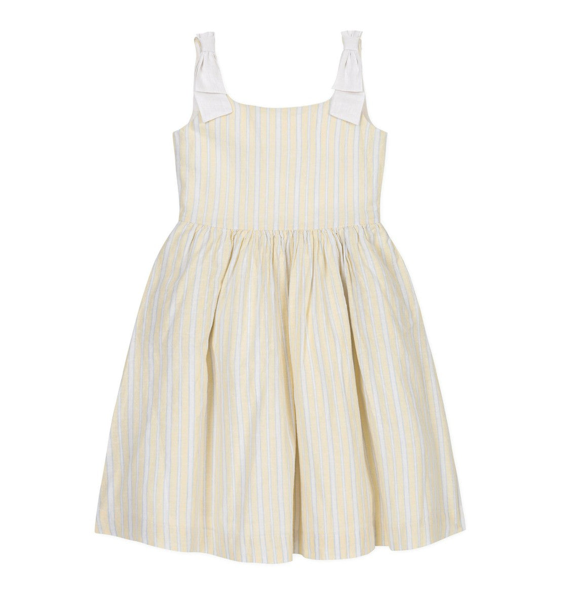 Sunlit Stripe Linen Bow Dress