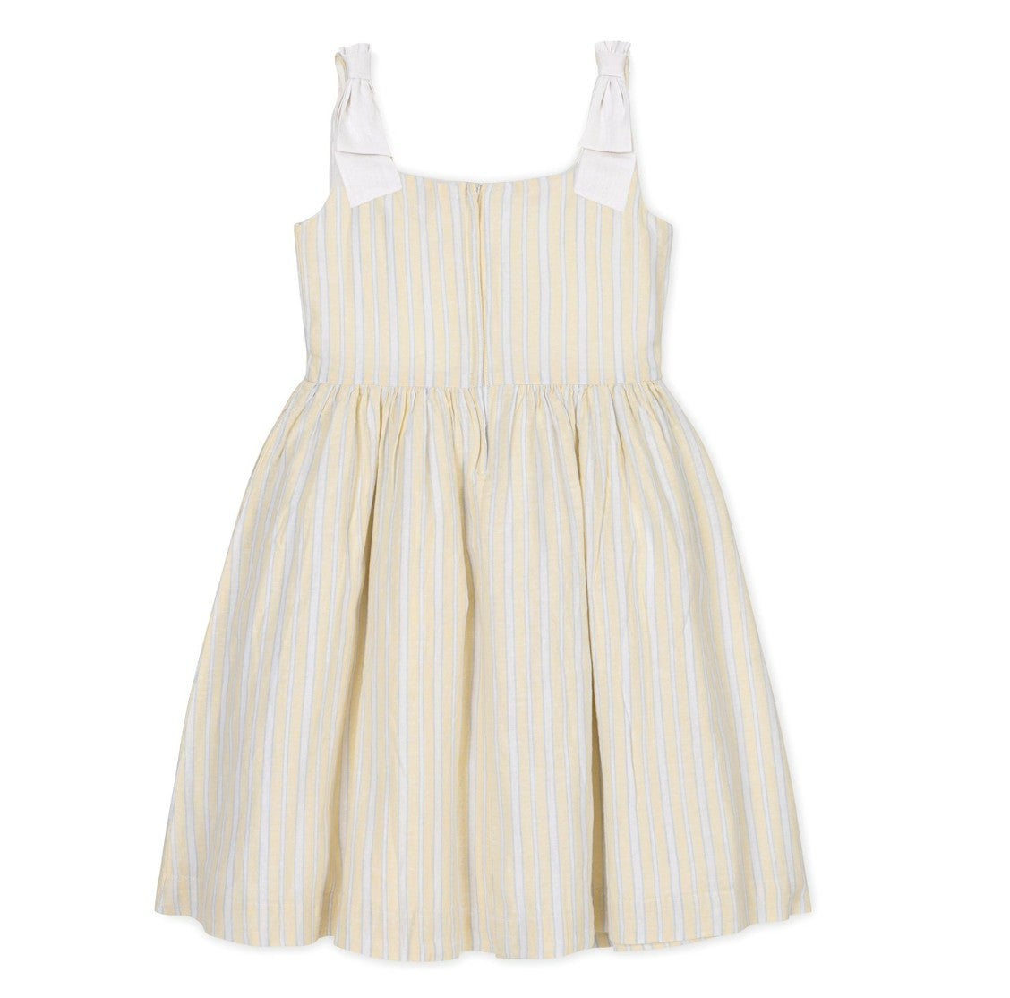 Sunlit Stripe Linen Bow Dress