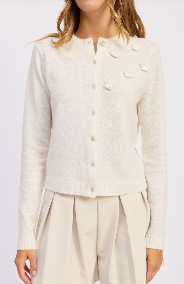 Floral Applique Long Sleeve Cardigan