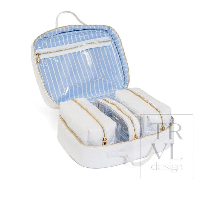 Woven Blanc Cosmetic Toiletry Case