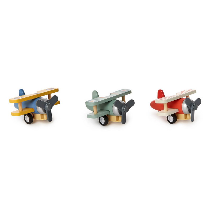 Wooden Biplane Pullback Toy