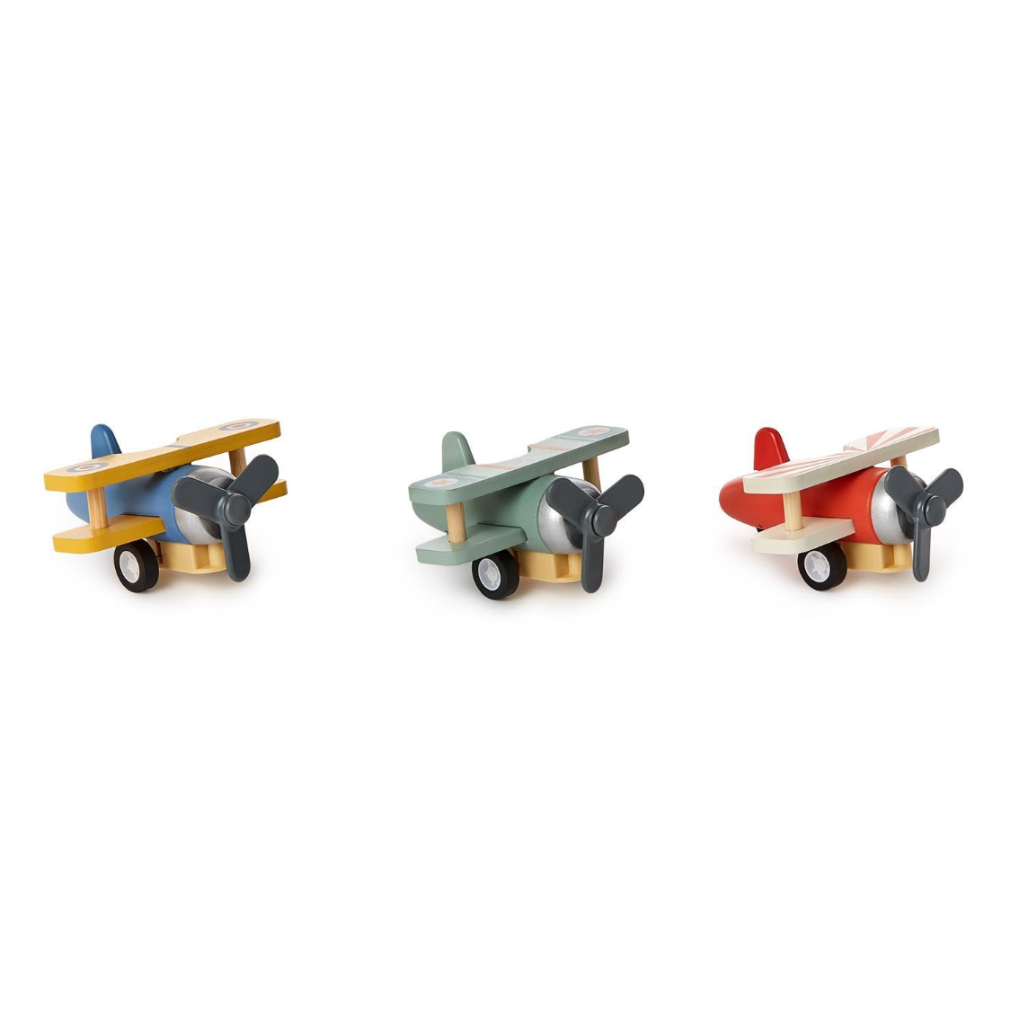 Wooden Biplane Pullback Toy