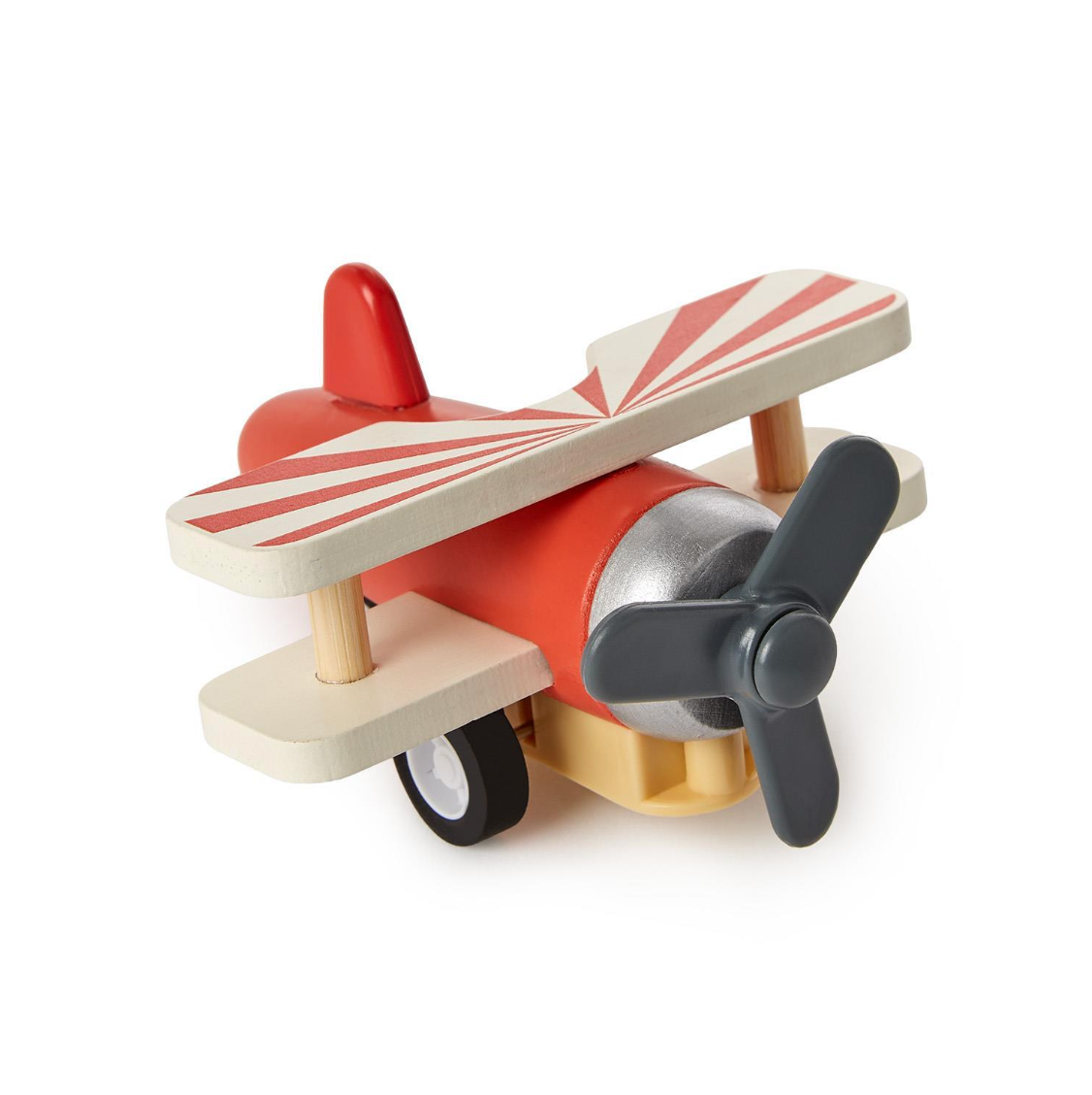 Wooden Biplane Pullback Toy