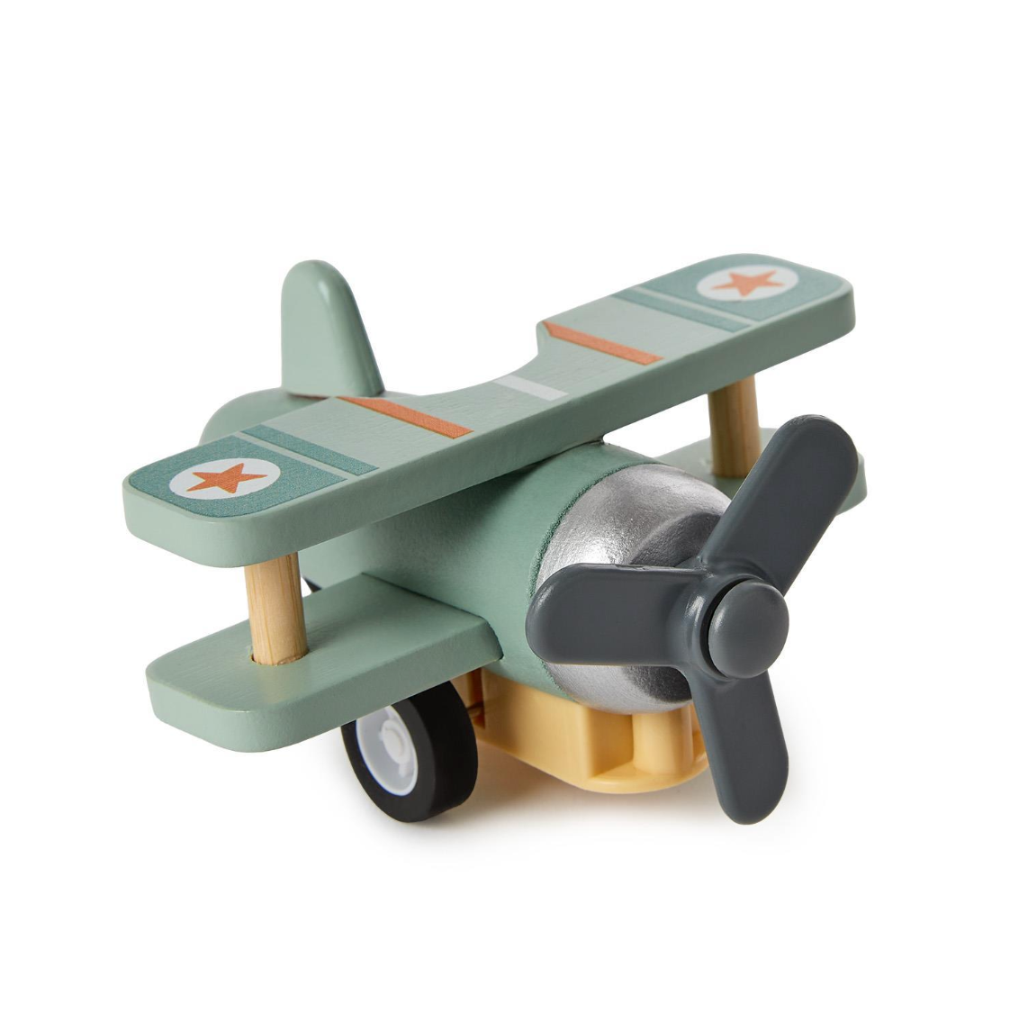 Wooden Biplane Pullback Toy