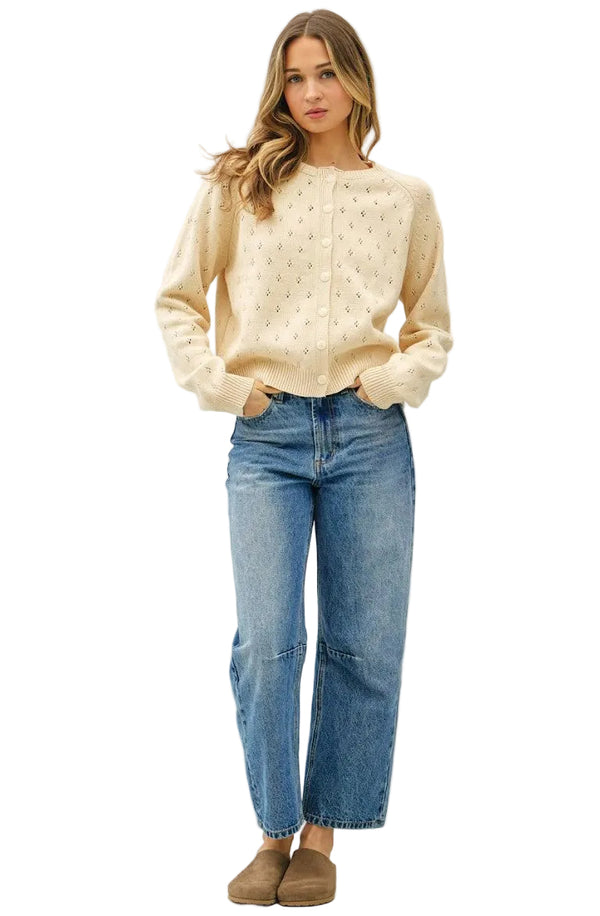 Eyelet Cardigan Cream