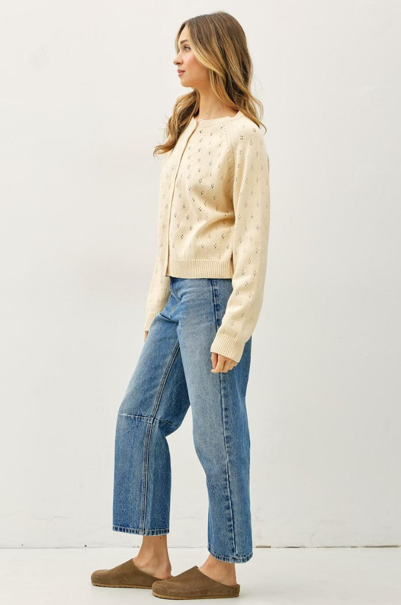 Eyelet Cardigan Cream