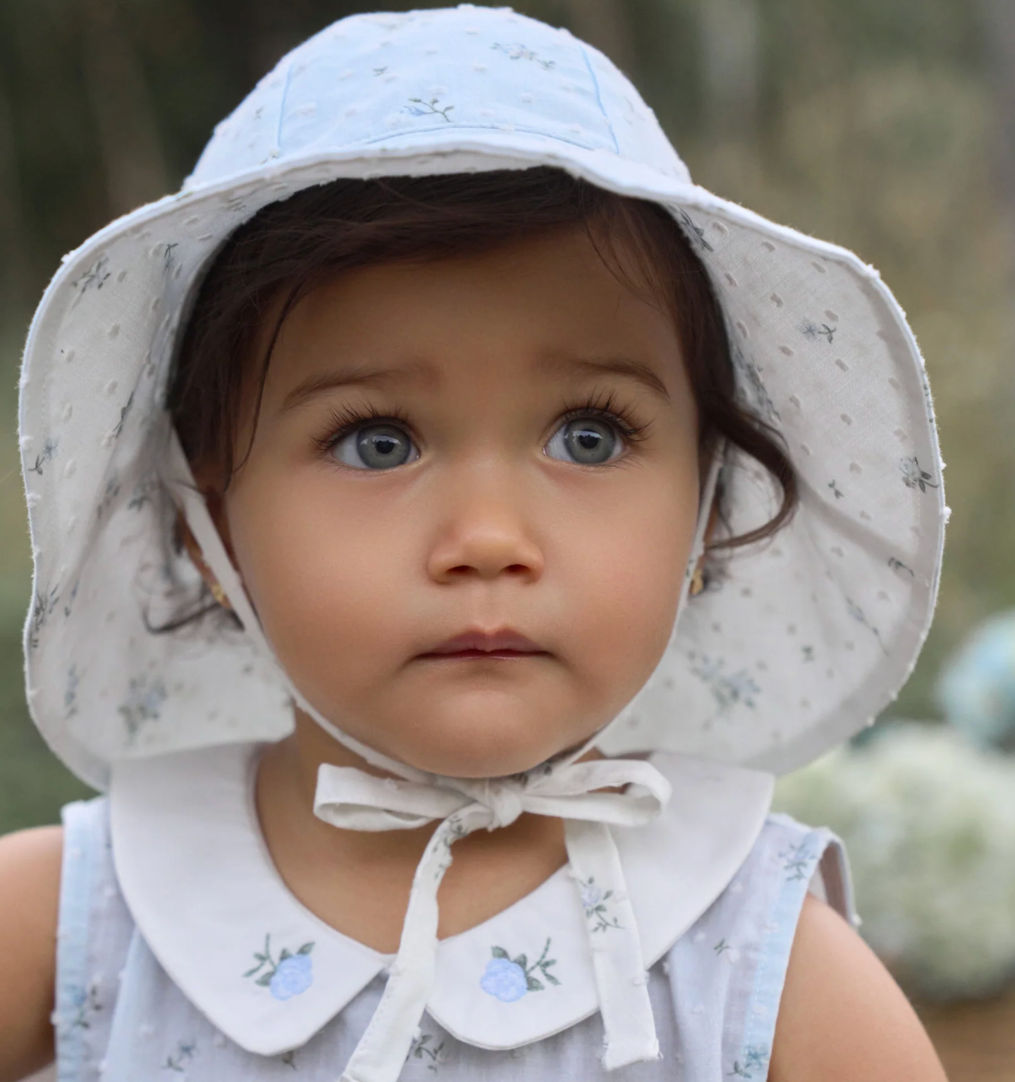 Blue Rose Swiss Dot Reversible Sun Hat