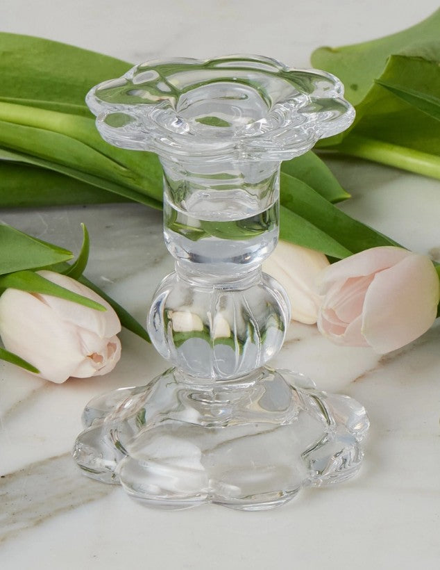 Glass Scalloped Candlesticks