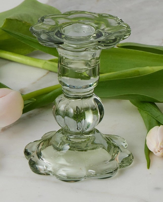 Glass Scalloped Candlesticks