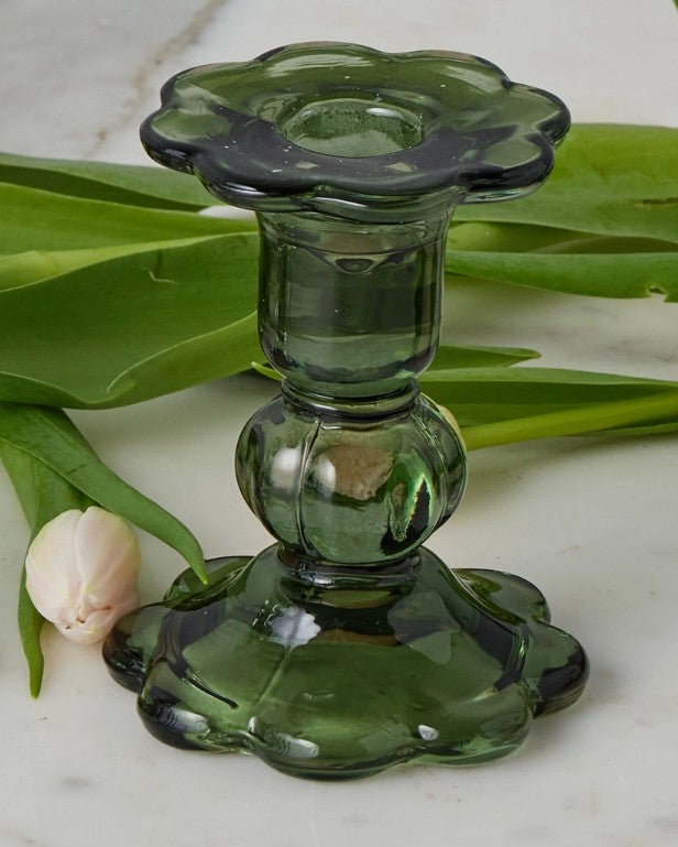 Glass Scalloped Candlesticks