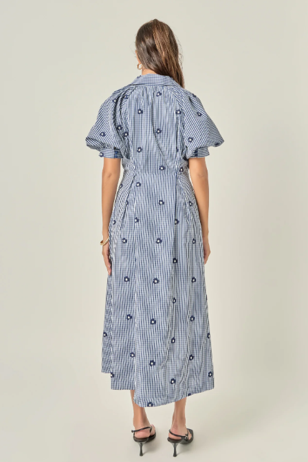 Esmeralda Embroidered Gingham Dress
