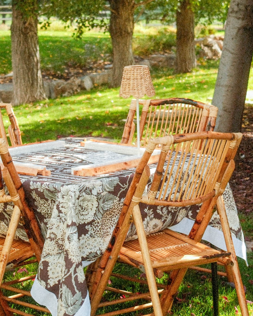 French Linen Trim Tablecloth