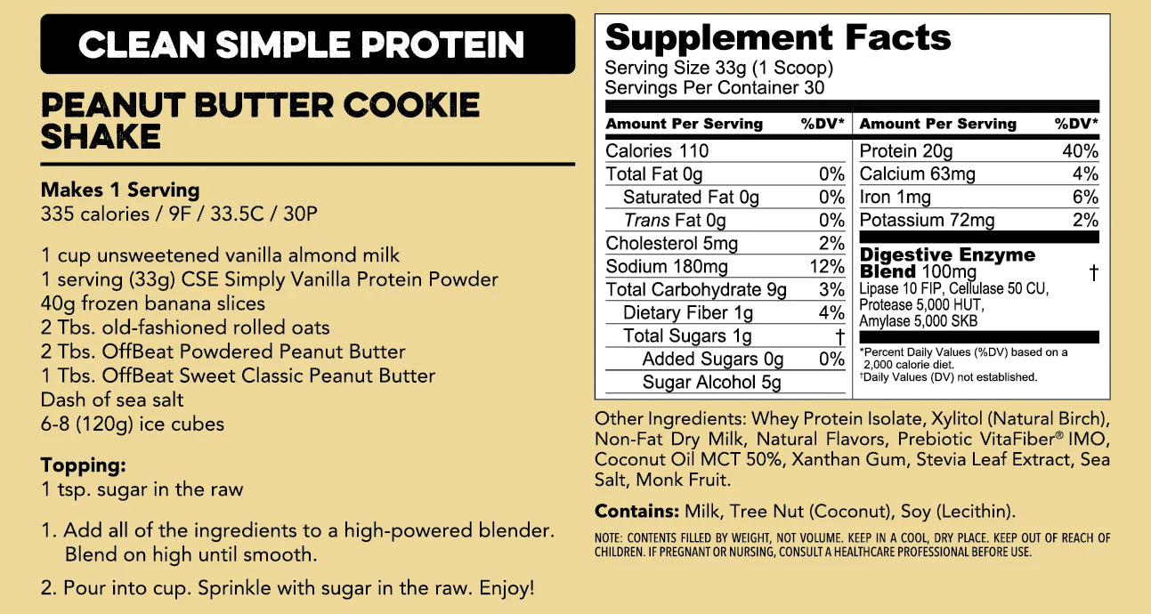 Protein Powder: Simply Vanilla (30 Serving Bag)