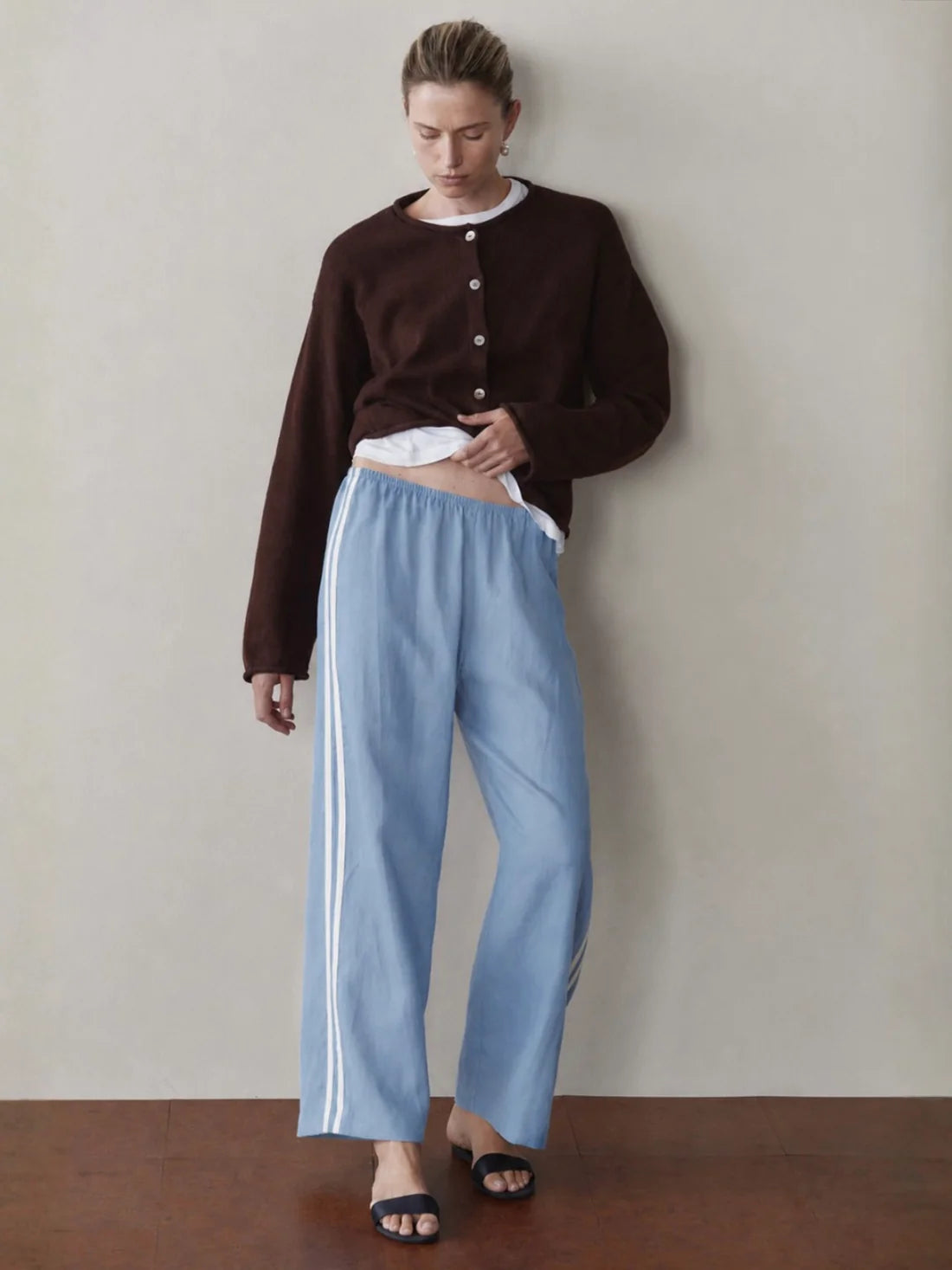 The Linen Crop Racer Stripe Pant