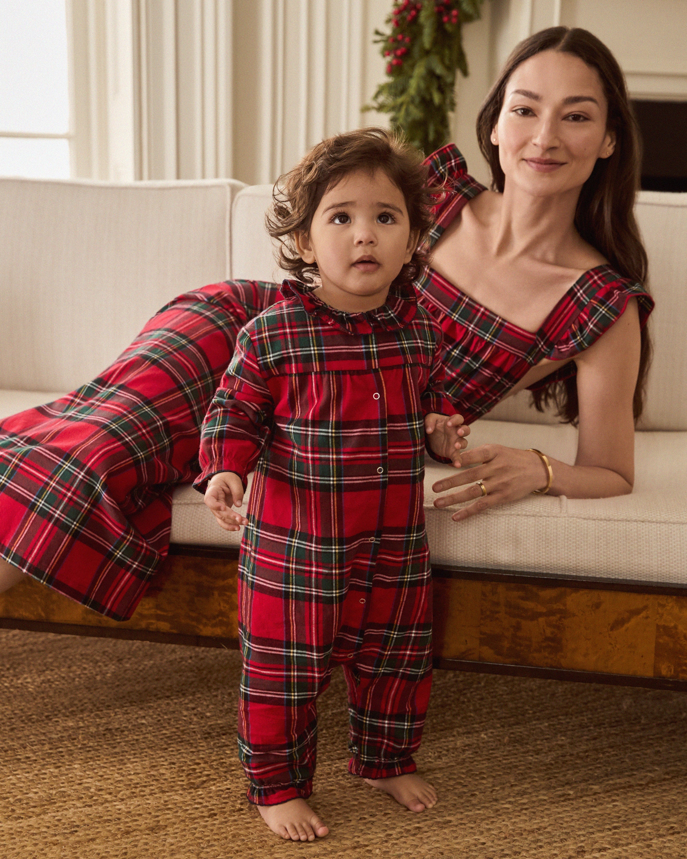 Baby's Brushed Twill Madeline Romper in Imperial Tartan