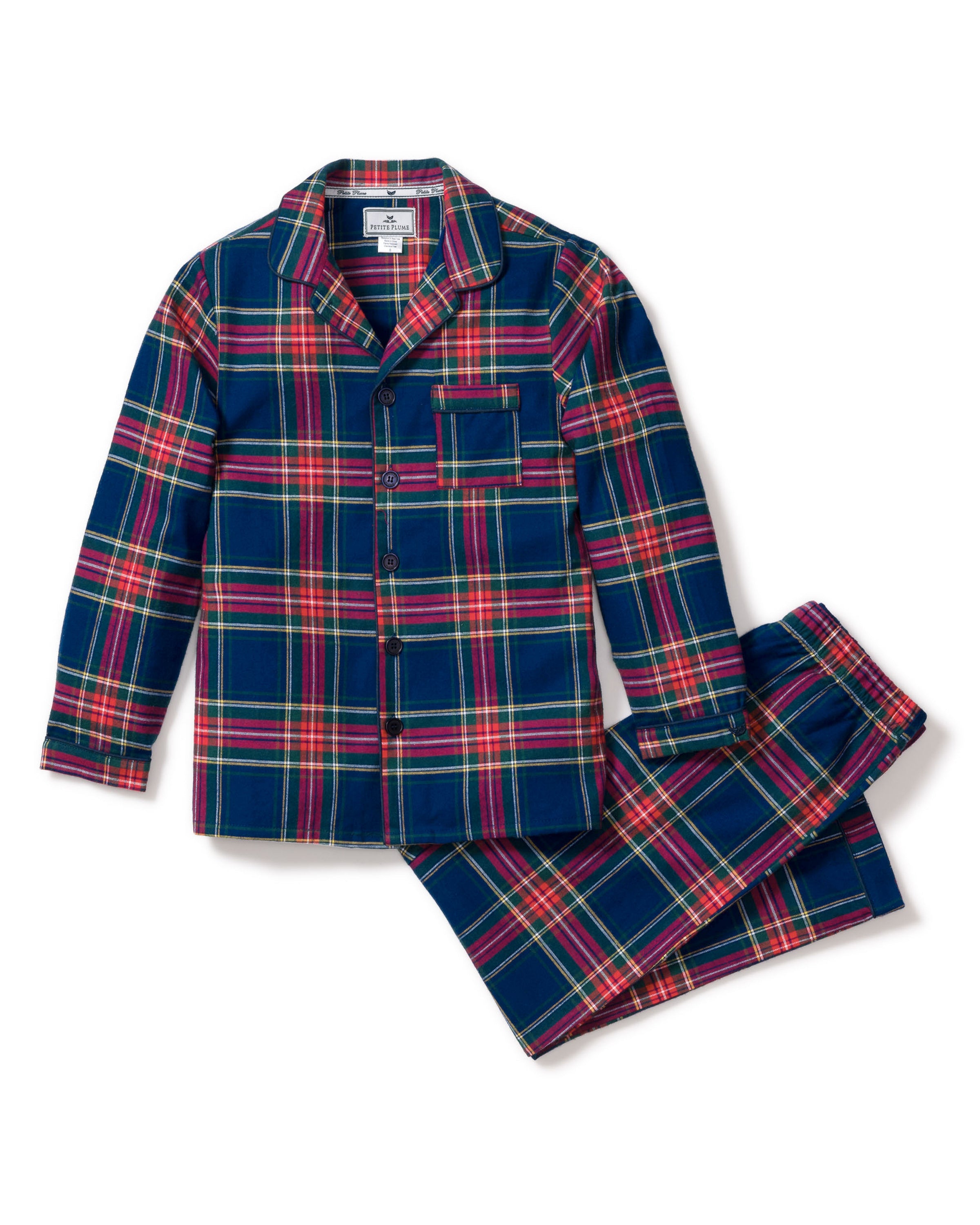 Kid's Brushed Twill Pajama Set in Windsor Tartan