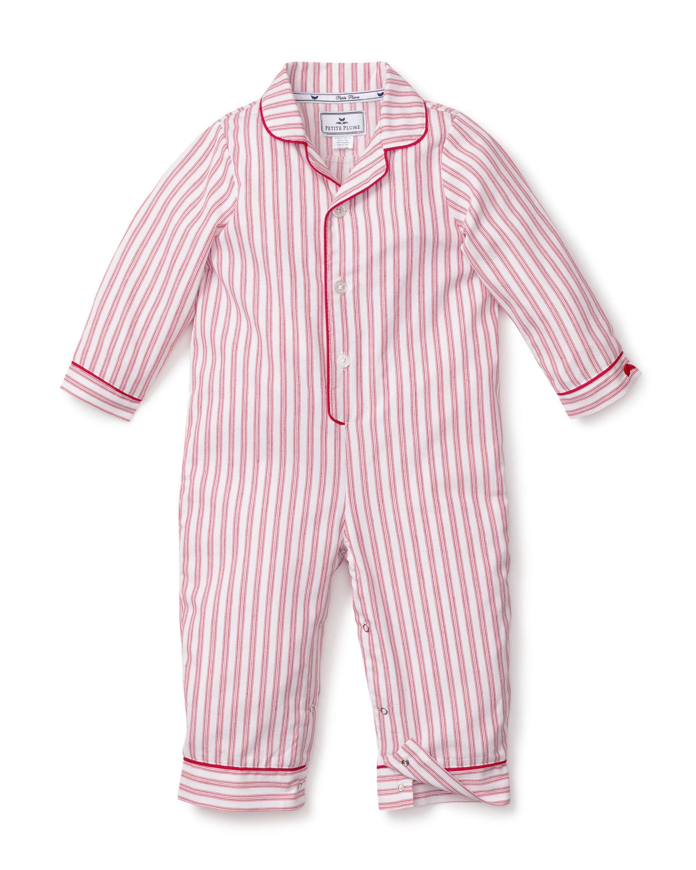 Baby's Twill Classic Romper in Antique Red Ticking