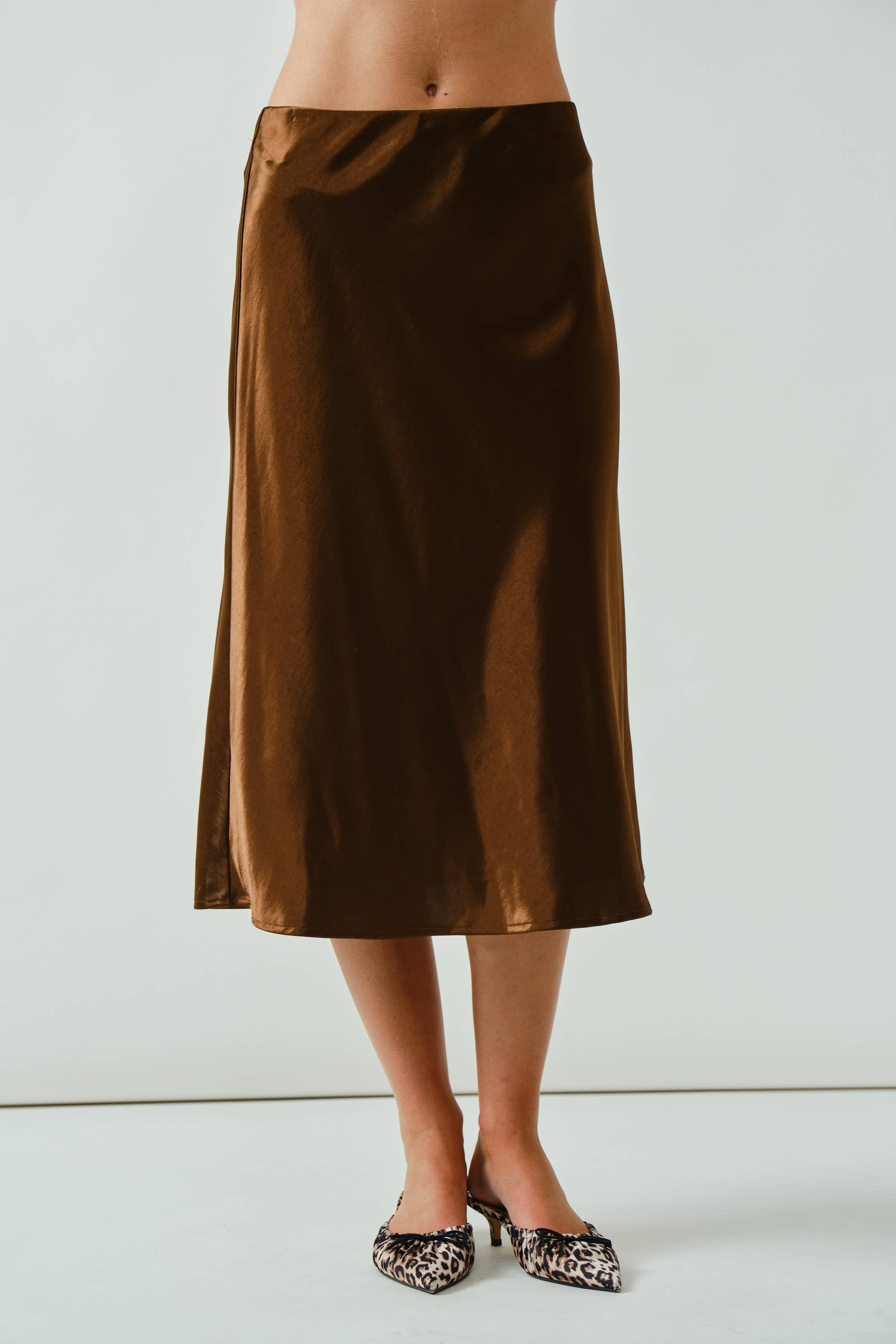 Holiday A-Line Satin Midi Skirt