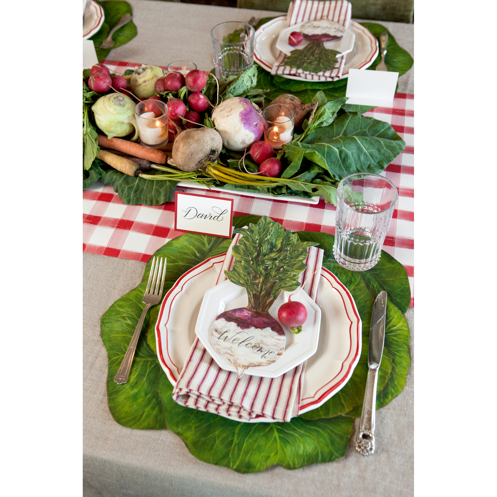 Red Painted Check Runner