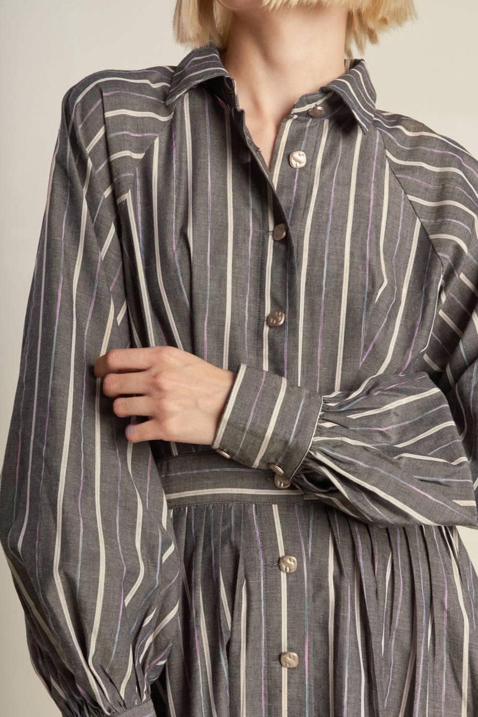 Woven Charcoal Midi Dress