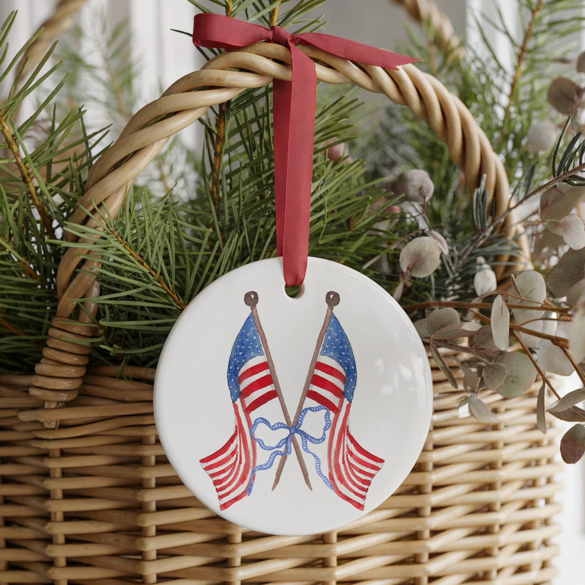Americana Patriotic Topiary Ornament