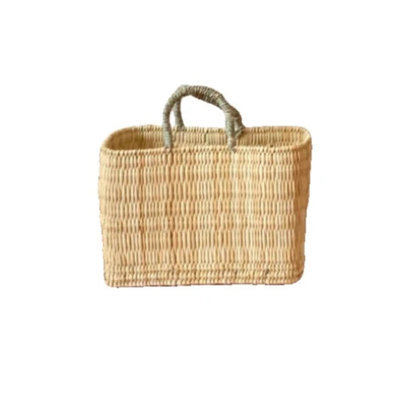 Hand Woven Rush Shopping Basket, Tote Bag Market Rattan Bag