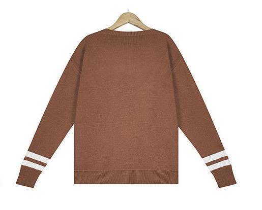 Crewneck Letter Knit Sweater Loose Pullover