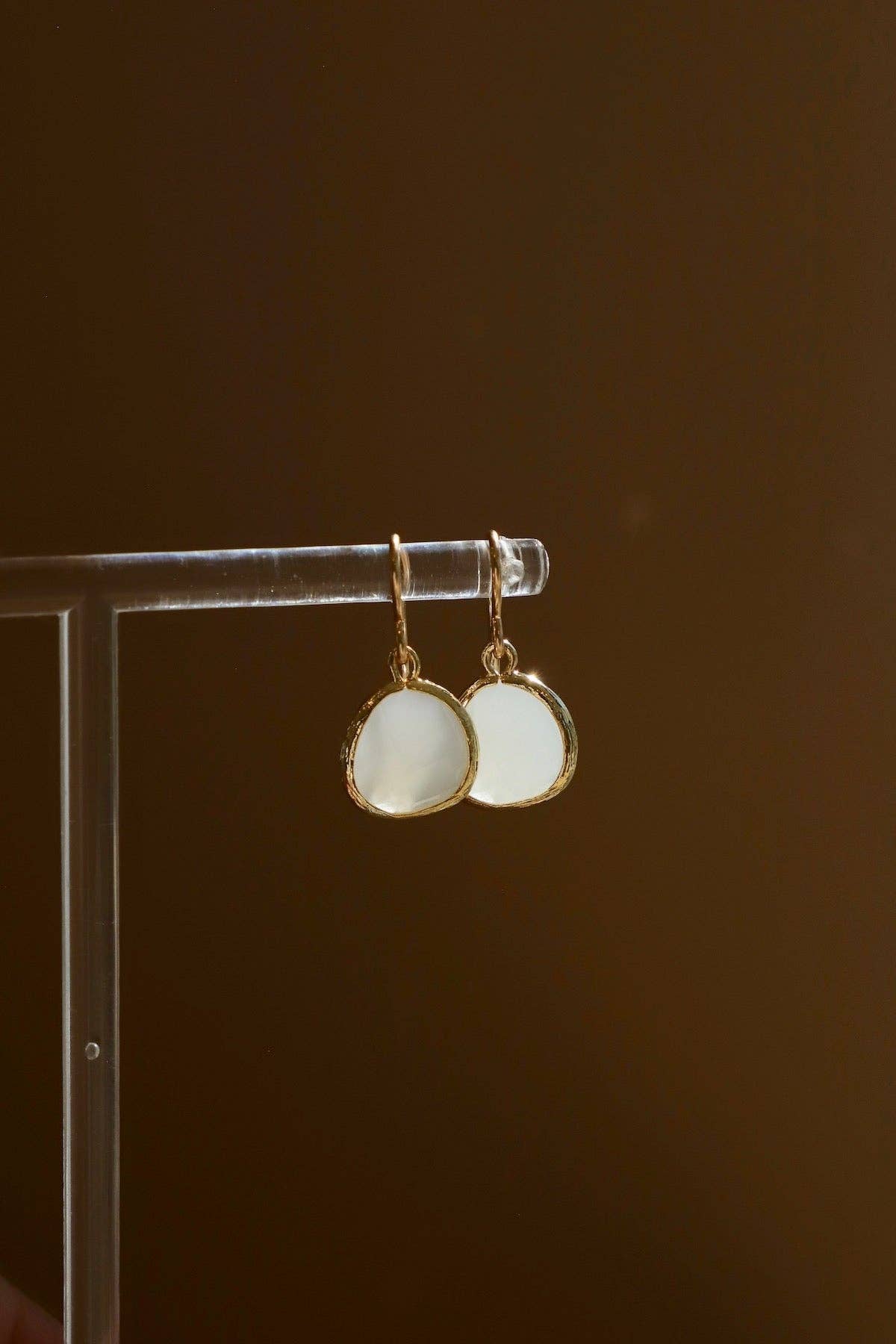 White Smoke Bezel Earrings Medium