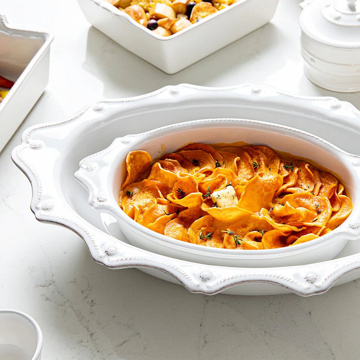 Berry & Thread Whitewash Oval Baker Set