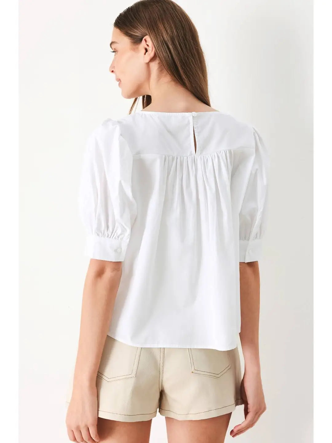 White Square Neck Blouse