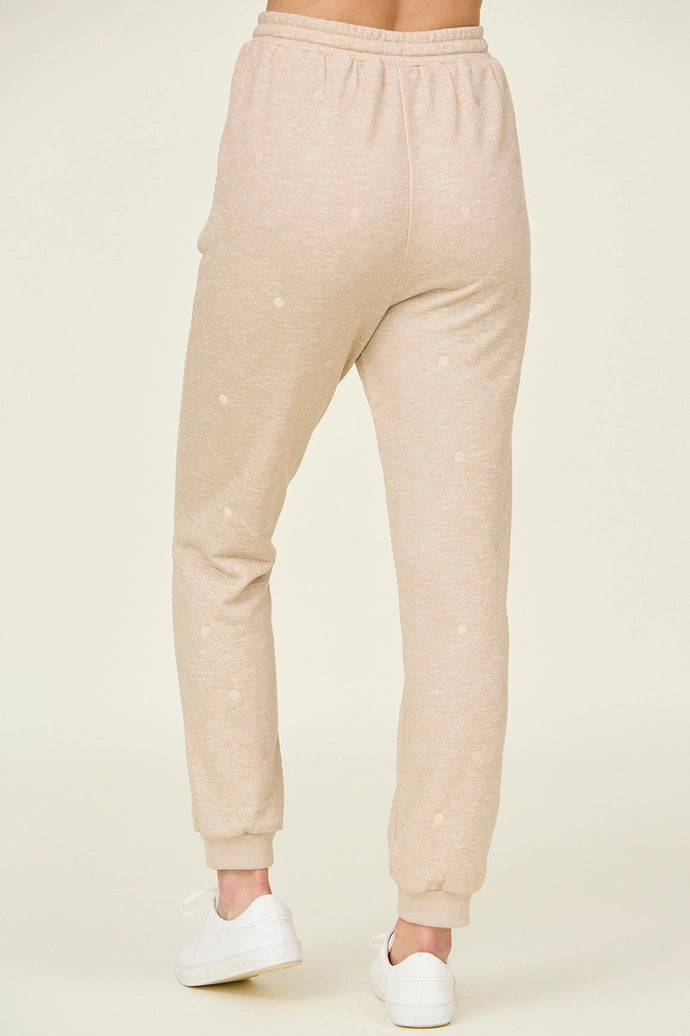 Polka Dot Embroidered Sweatpants