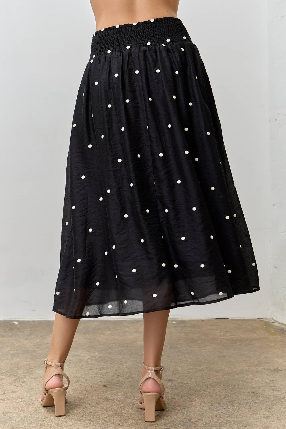 Embroidered Dot Midi Skirt