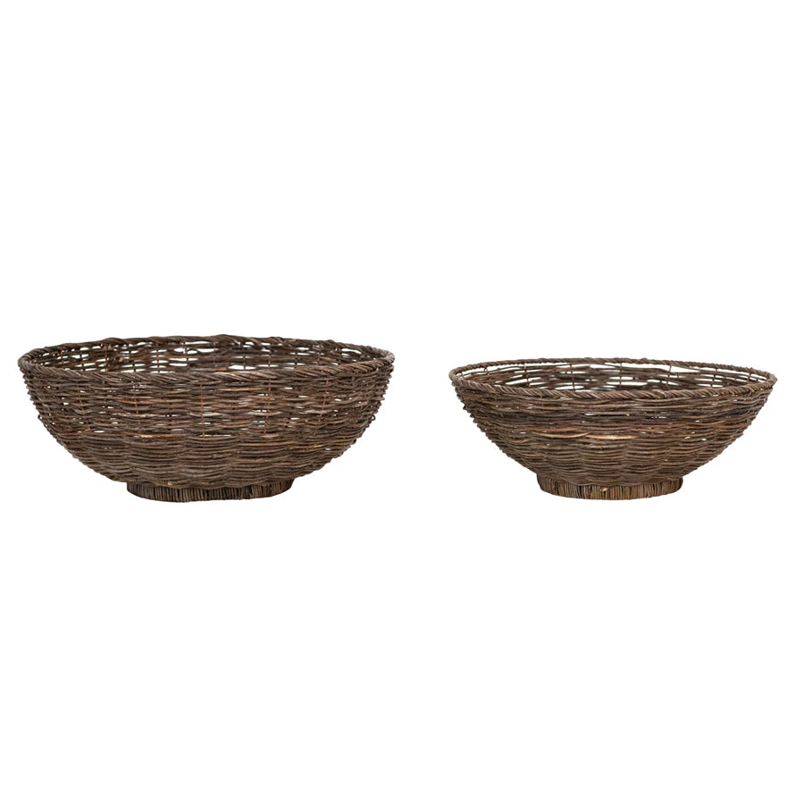 Woven Vine & Metal Baskets, Natural