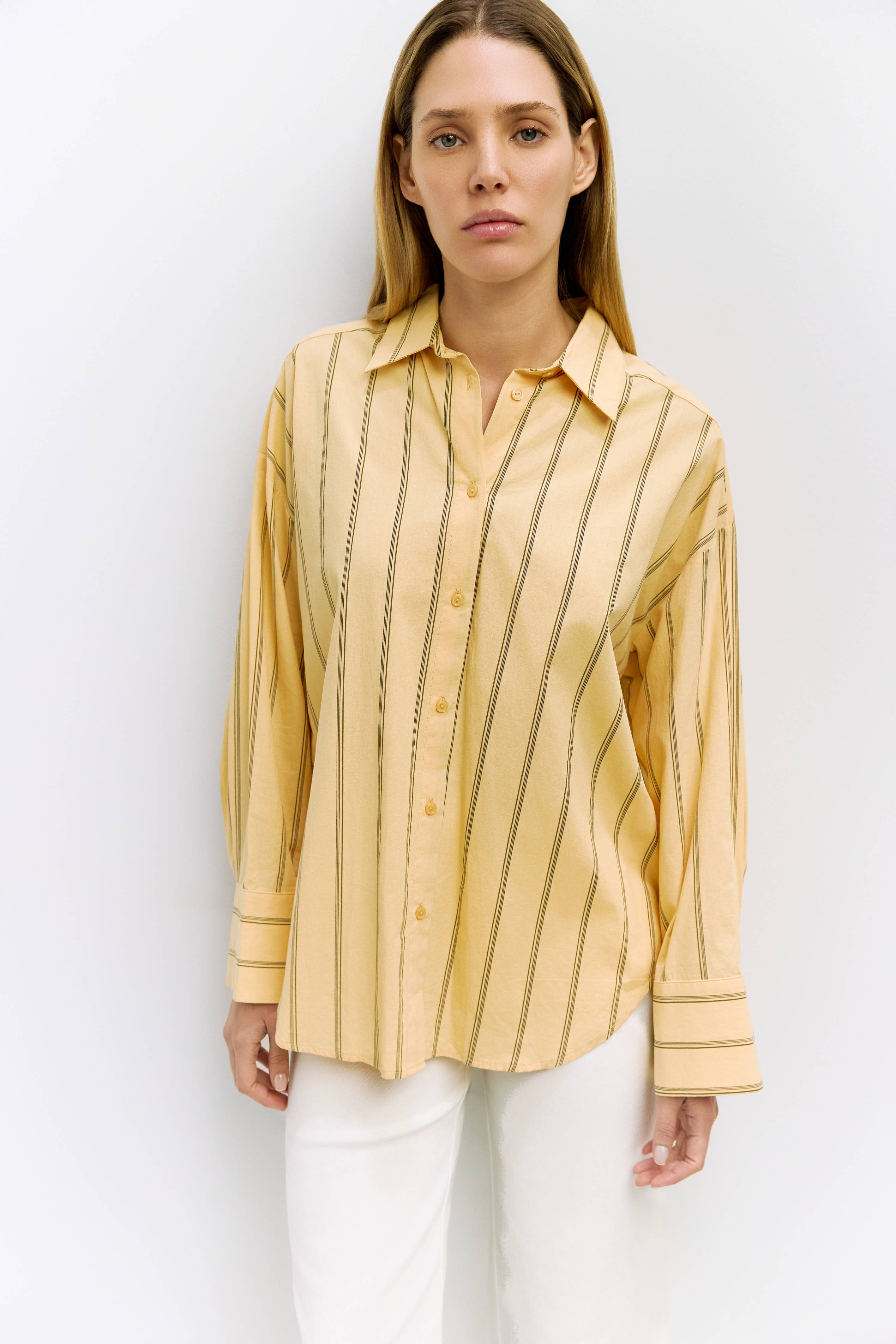 The Erica Top Yellow | Striped Button-Down Shirt