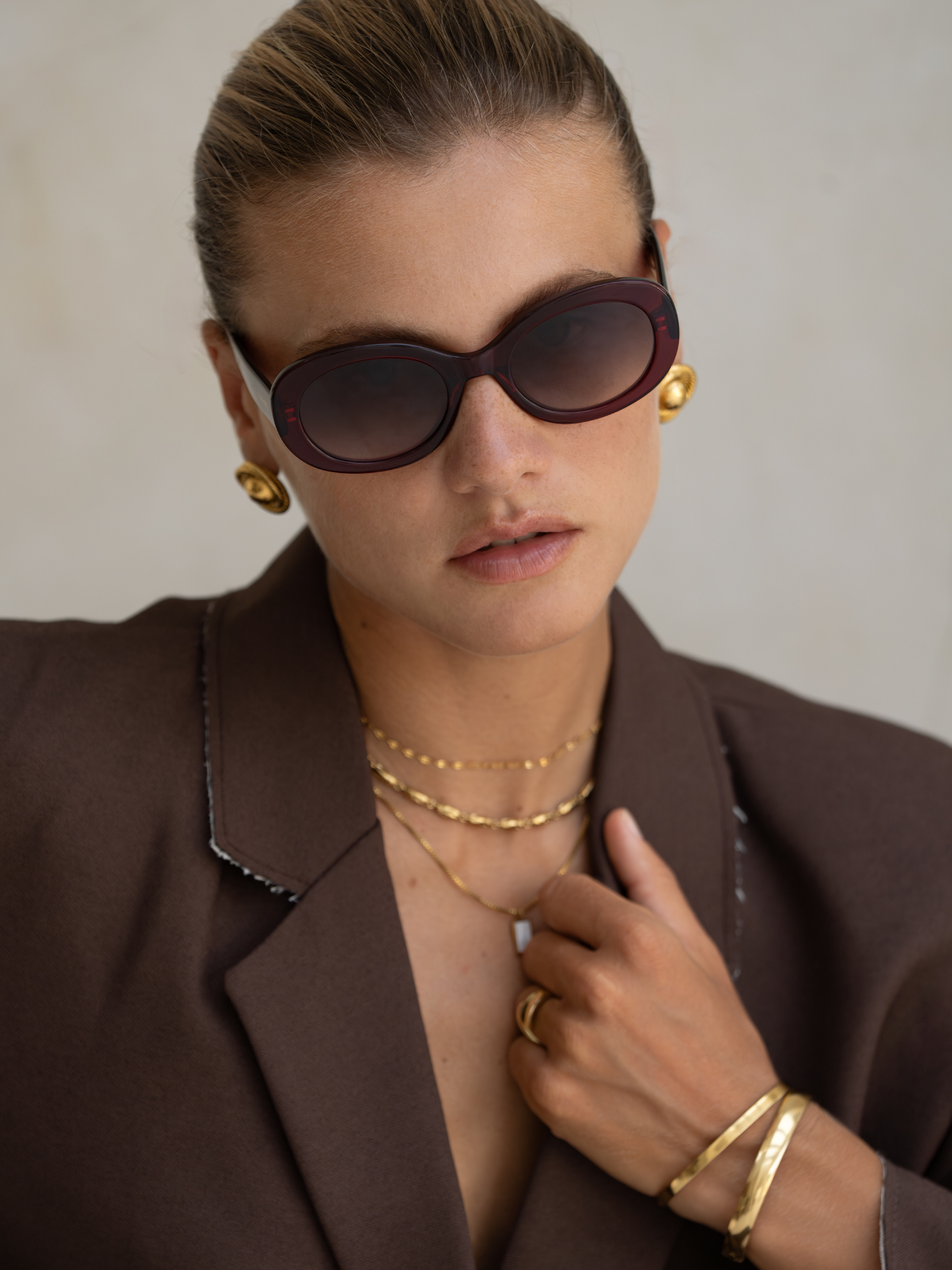 Aria Dark Cherry Womens Oval Sunglasses