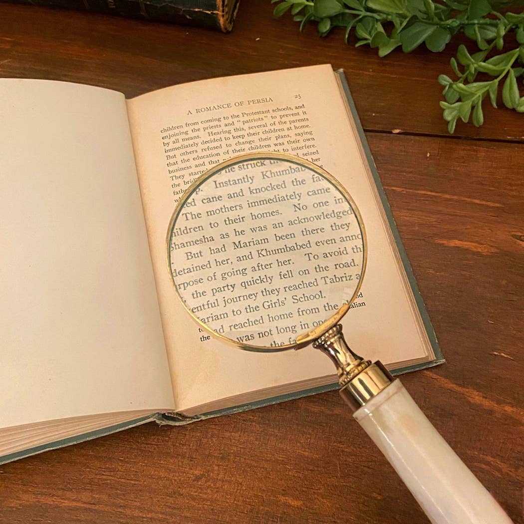 Polished Brass Magnifier with Bone Handle