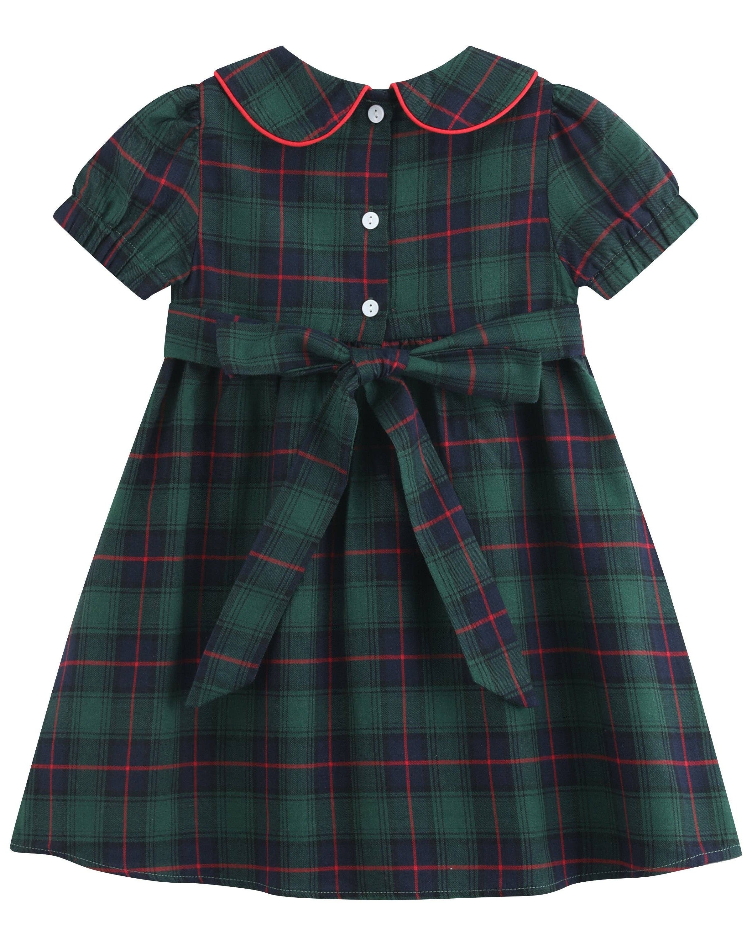 Plaid Smocked Collared Dress