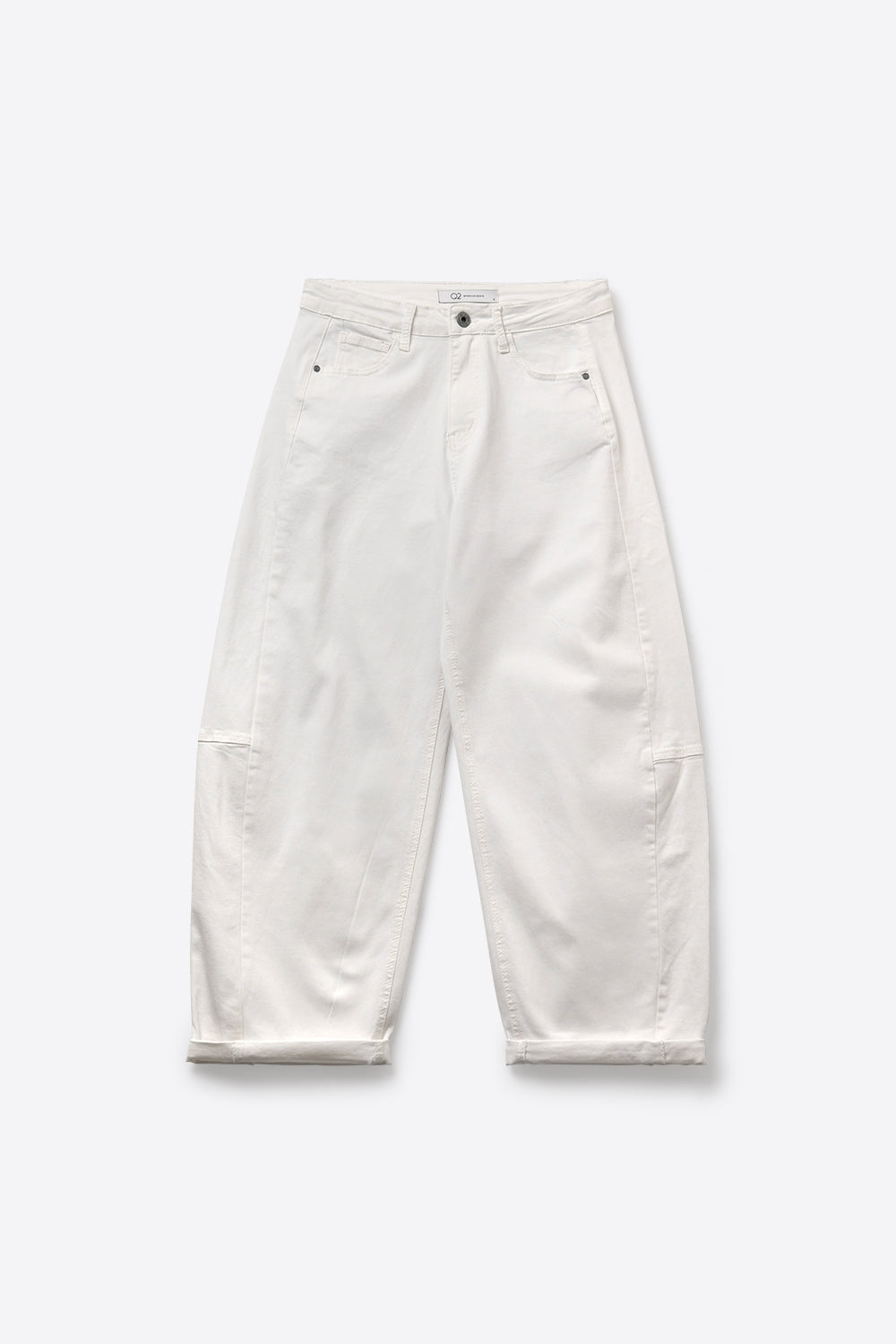 White Casual Barrel Style Pants