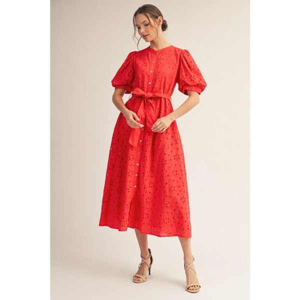 Caroline Eyelet Midi Dress