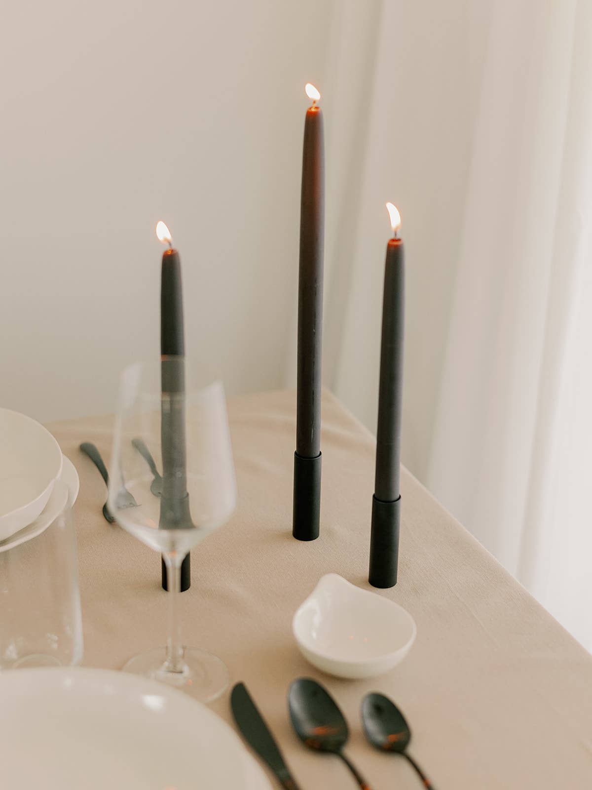 Beeswax Dipped Taper Candles - Charcoal