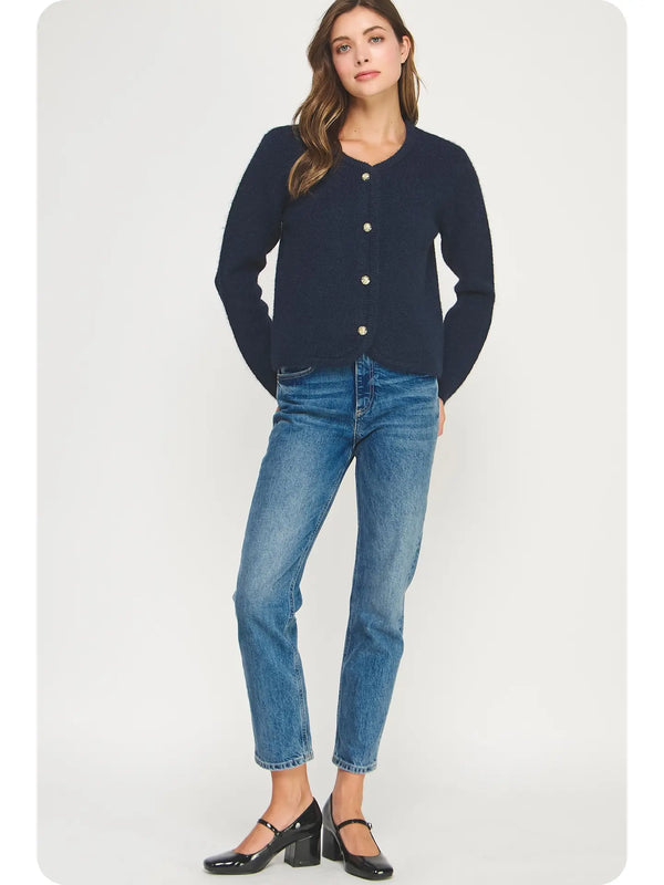 Navy Button Down Cardigan