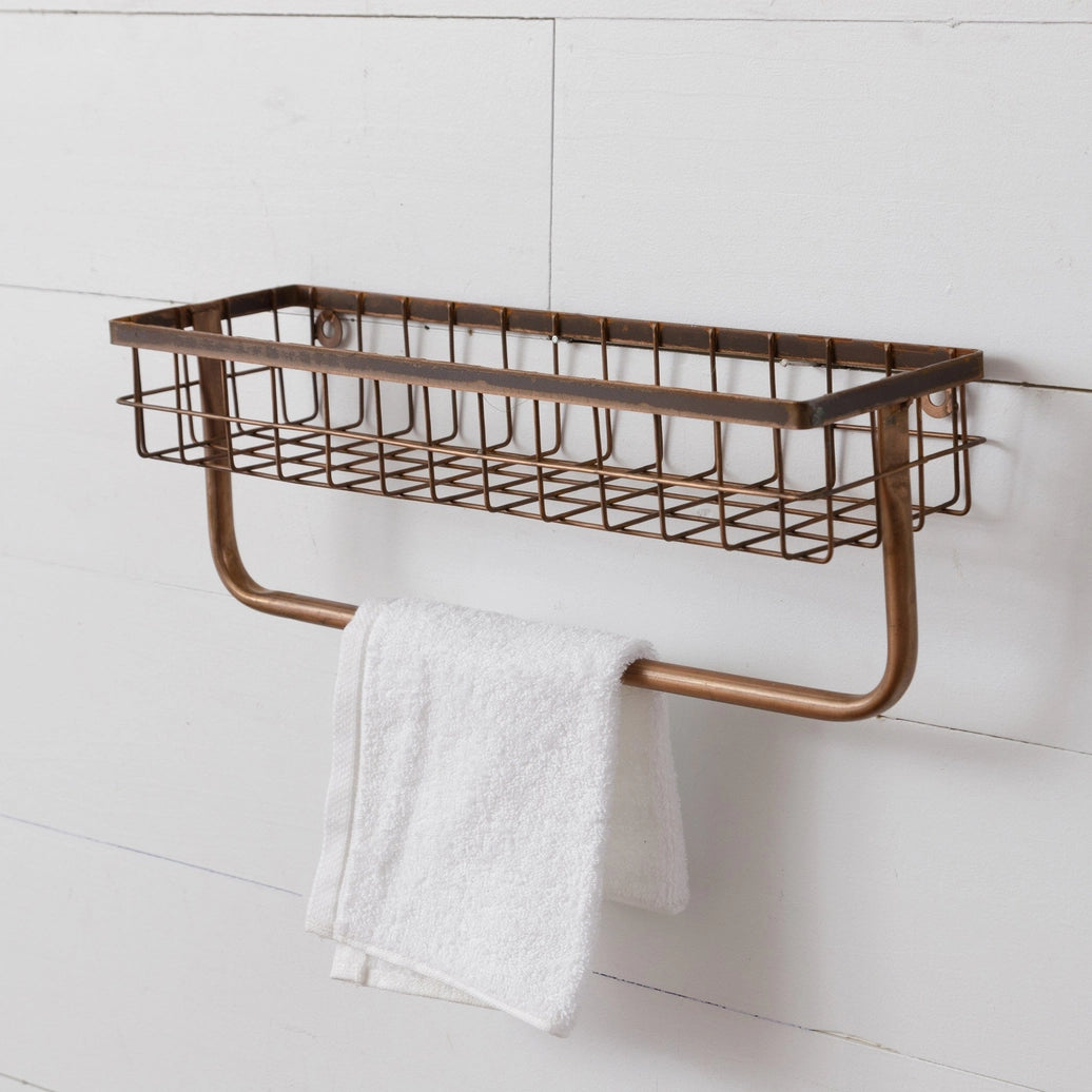 One-Tiered Organizer with Towel Holder, Copper (PC)