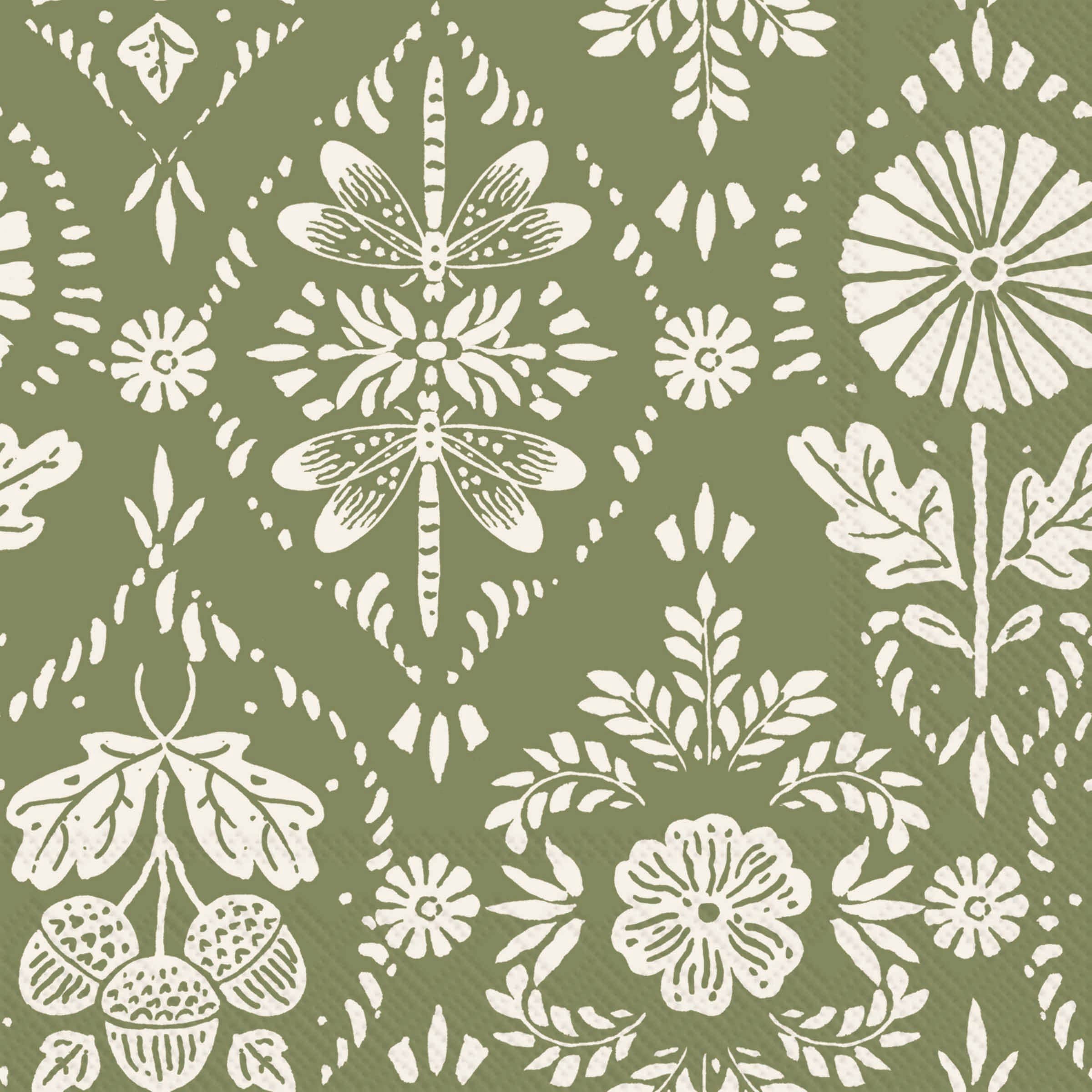 Floral Green Paper Napkins